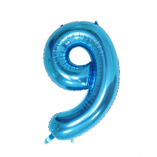 Balon din Folie Klevo, Cifra 9, 81 cm, Pentru Aer sau Heliu, Bulk, Albastru