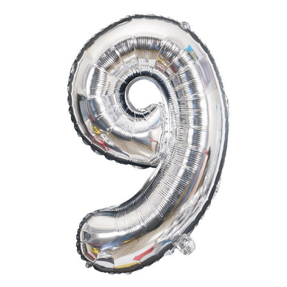 Balon din Folie Klevo, Cifra 9, 81 cm, Pentru Aer sau Heliu, Bulk, Argintiu