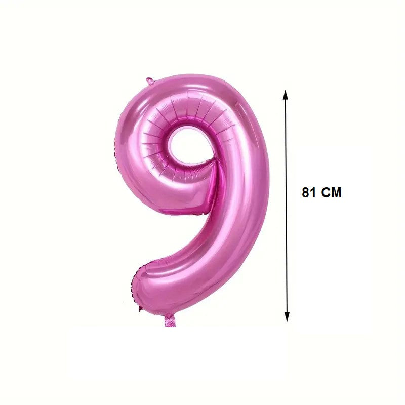 Balon din Folie Klevo, Cifra 9, 81 cm, Pentru Aer sau Heliu, Bulk, Mov