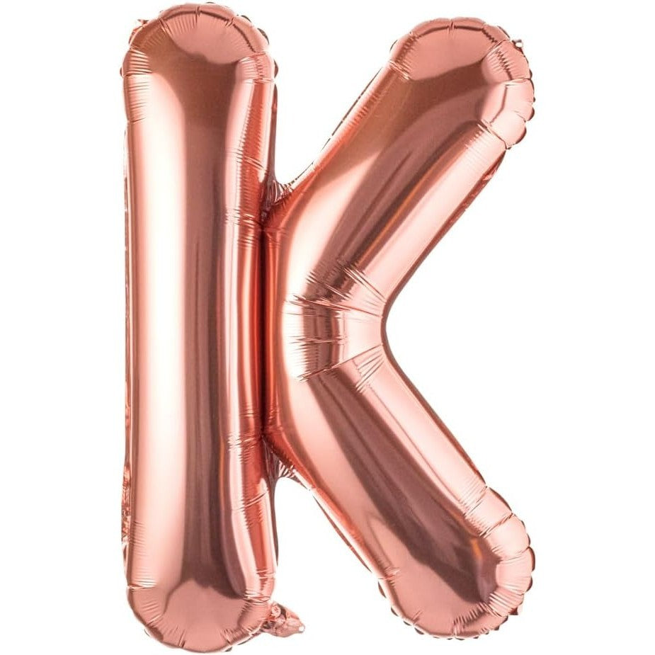 Balon Folie Metalizata Litera K, Klevo, 100 cm, Umflati cu Heliu sau Aer, Ambalaj Individual, Pai inclus, Rose Gold