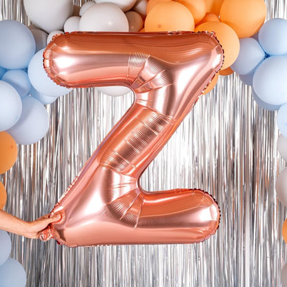 Balon Folie Metalizata Litera Z, Klevo, 100 cm, Umflati cu Heliu sau Aer, Ambalaj Individual, Pai inclus, Rose Gold