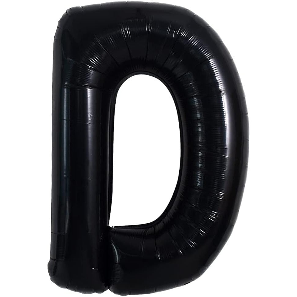 Balon din folie metalizata, 40 cm, Balon Folie Metalizata Litera D, Klevo, 40 cm, Umflati cu Heliu sau Aer, Ambalaj Individual, Pai inclus, Negru, Litera D