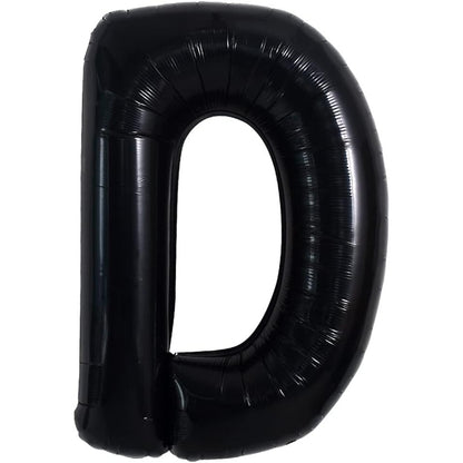 Balon din folie metalizata, 40 cm, Balon Folie Metalizata Litera D, Klevo, 40 cm, Umflati cu Heliu sau Aer, Ambalaj Individual, Pai inclus, Negru, Litera D