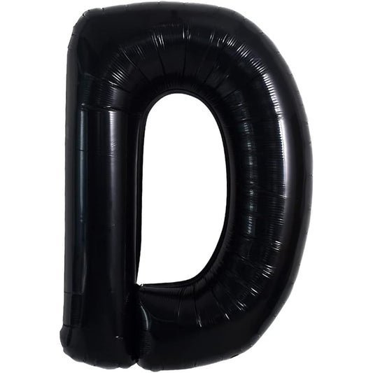 Balon din folie metalizata, 40 cm, Balon Folie Metalizata Litera D, Klevo, 40 cm, Umflati cu Heliu sau Aer, Ambalaj Individual, Pai inclus, Negru, Litera D