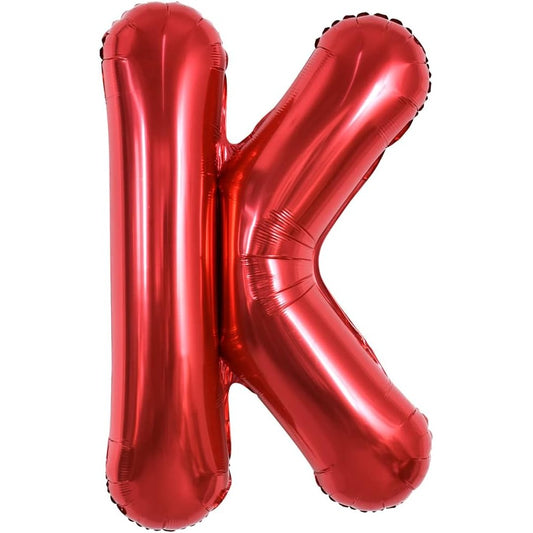 Balon Folie Metalizata Litera K, Klevo, 40 cm, Umflati cu Heliu sau Aer, Ambalaj Individual, Pai inclus, Rosu