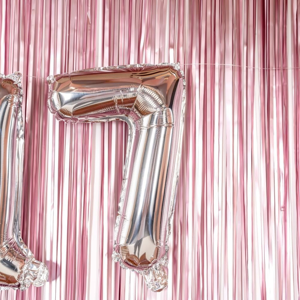 Balon din Folie Metalizata, Klevo, Figurina Cifra, Tema Aniversare 100 cm, Ambalaj Individual, Pai inclus, Umflare cu Aer sau Heliu, Argintiu, Cifra 7