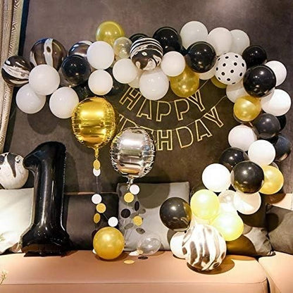Balon din Folie Metalizata, Klevo, Figurina Cifra, Tema Aniversare 100 cm, Ambalaj Individual, Pai inclus, Umflare cu Aer sau Heliu, Negru, Cifra 1
