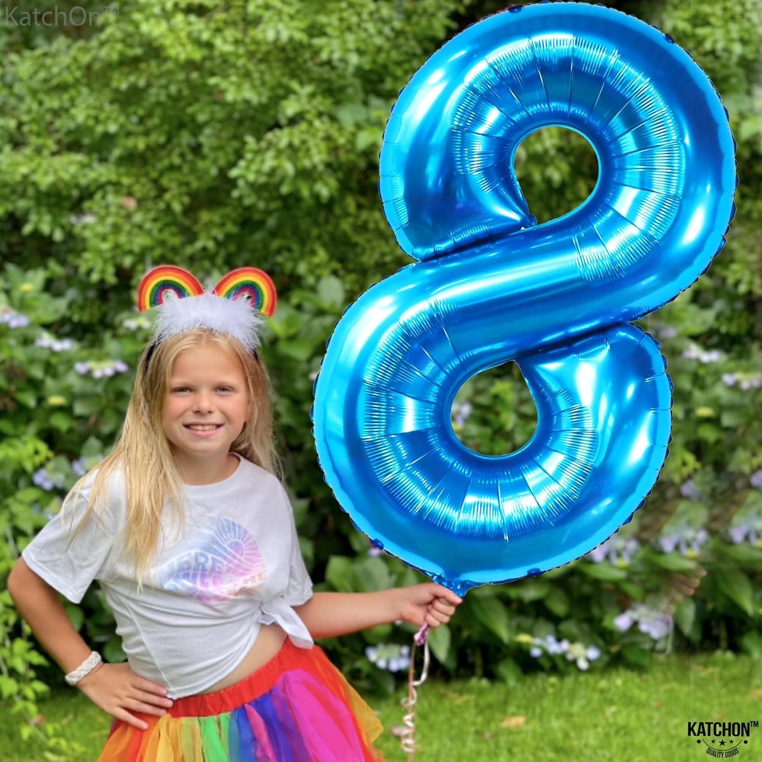 Balon din Folie Metalizata, Klevo, Figurina Cifra, Tema Aniversare 100 cm, Ambalaj Individual, Pai inclus, Umflare cu Aer sau Heliu, Albastru, Cifra 8