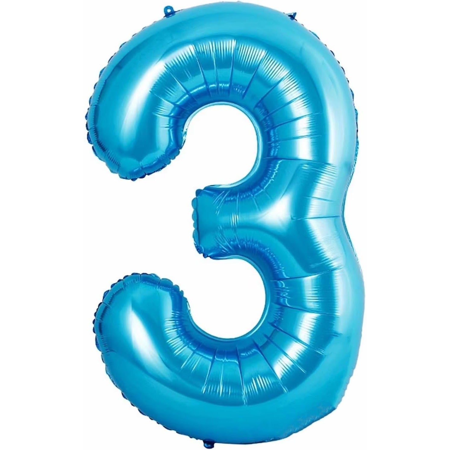Balon din Folie Metalizata Klevo, Figurina Cifra si Coroana, Tema Aniversare 100 cm, Ambalaj Individual, Pai inclus, Umflare cu Aer sau Heliu, Albastru, Cifra 3