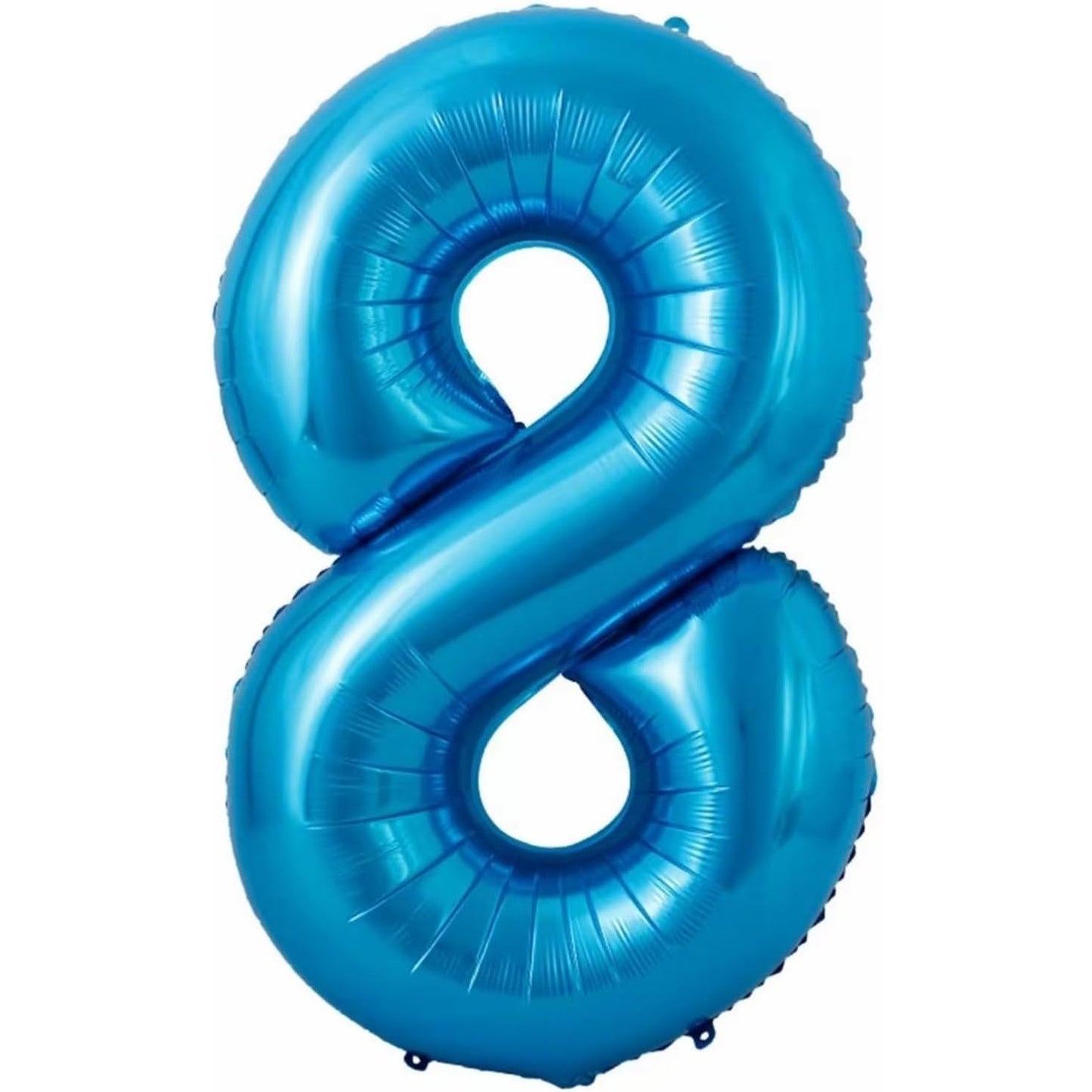 Balon din Folie Metalizata Klevo, Figurina Cifra si Coroana, Tema Aniversare 100 cm, Ambalaj Individual, Pai inclus, Umflare cu Aer sau Heliu, Albastru, Cifra 8