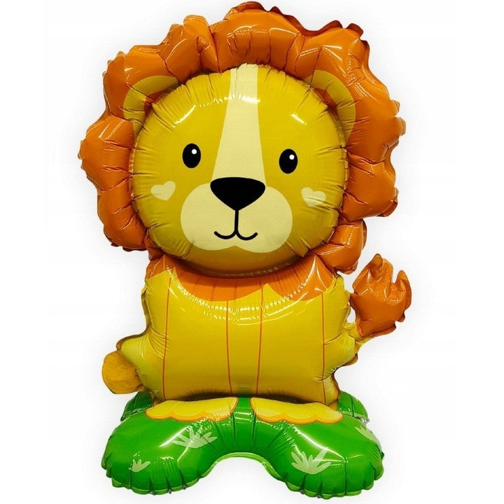Balon din Folie Metalizata, Klevo, Mini Figurine Animalute, Model Leu, Tematica Aniversare, 39x58 cm, Ambalaj Individual, Pai Inclus, Umflare cu Aer sau Heliu, Multicolor