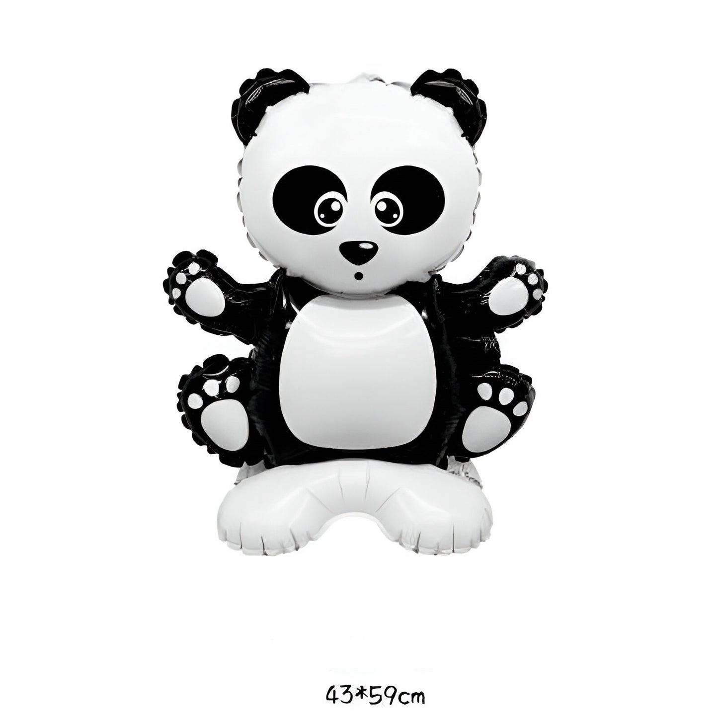 Balon din Folie Metalizata, Klevo, Figurine Animăluțe, Model Panda, 43x59cm, Ambalaj Individual, Pai Inclus, Umflare cu Aer sau Heliu, Alb Negru