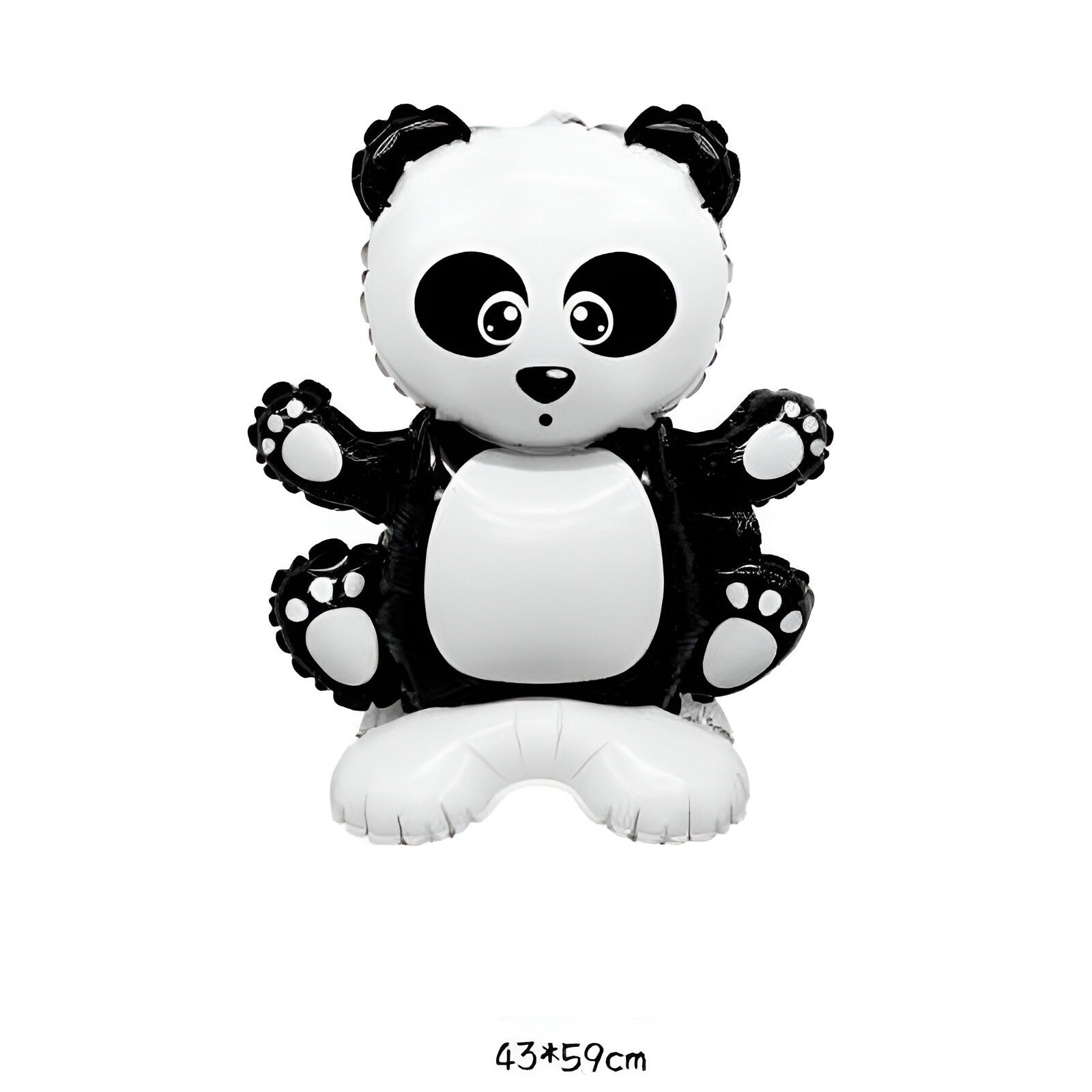 Balon din Folie Metalizata, Klevo, Figurine Animăluțe, Model Panda, 43x59cm, Ambalaj Individual, Pai Inclus, Umflare cu Aer sau Heliu, Alb Negru