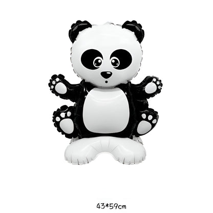 Balon din Folie Metalizata, Klevo, Figurine Animăluțe, Model Panda, 43x59cm, Ambalaj Individual, Pai Inclus, Umflare cu Aer sau Heliu, Alb Negru
