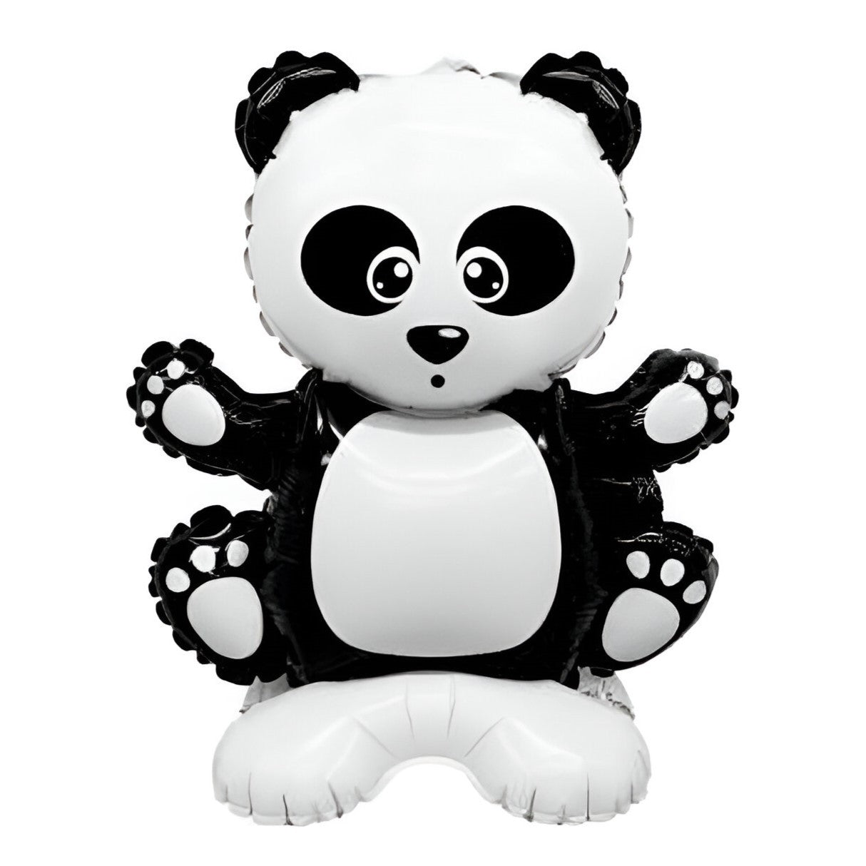 Balon din Folie Metalizata, Klevo, Figurine Animăluțe, Model Panda, 43x59cm, Ambalaj Individual, Pai Inclus, Umflare cu Aer sau Heliu, Alb Negru