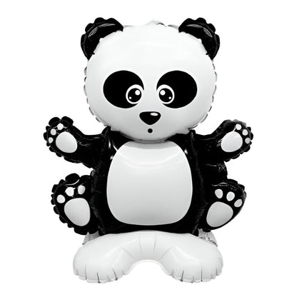 Balon din Folie Metalizata, Klevo, Figurine Animăluțe, Model Panda, 43x59cm, Ambalaj Individual, Pai Inclus, Umflare cu Aer sau Heliu, Alb Negru