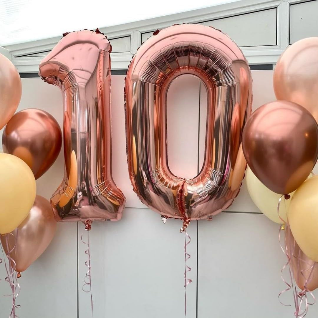 Balon din Folie Metalizata Klevo, Figurina Cifra, Tema Aniversare 80 cm, Ambalaj Individual, Pai inclus, Umflare cu Aer sau Heliu, Rose, Cifra 1