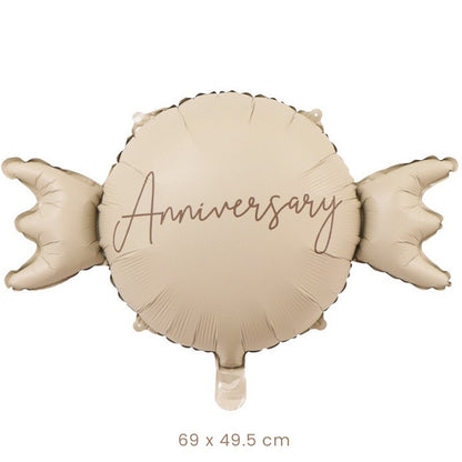 Balon din Folie Metalizata, Klevo, Figurina Animata, Model Bombonica Aniversara, 69 x 49.5 cm, Ambalaj Individual, Pai Inclus, Umflare cu Aer sau Heliu, Maro