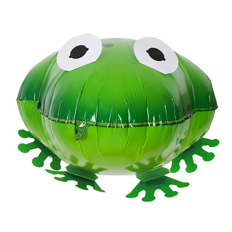 Balon din Folie Metalizata, Klevo, Figurina Animata, Model Broasca, 53x40 cm, Ambalaj Individual, Pai Inclus, Umflare cu Aer sau Heliu, Verde