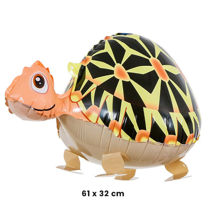 Balon din Folie Metalizata, Klevo, Figurina Animata, Model Broasca Testoasa, 61x32 cm, Ambalaj Individual, Pai Inclus, Umflare cu Aer sau Heliu, Multicolor