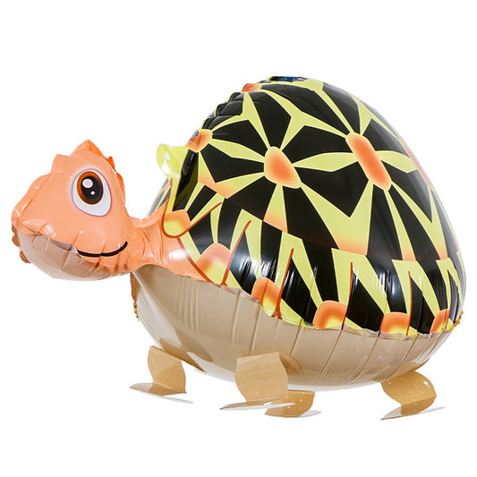 Balon din Folie Metalizata, Klevo, Figurina Animata, Model Broasca Testoasa, 61x32 cm, Ambalaj Individual, Pai Inclus, Umflare cu Aer sau Heliu, Multicolor