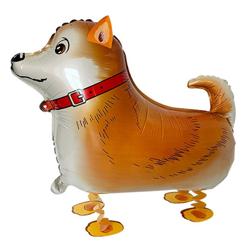 Balon din Folie Metalizata, Klevo, Figurina Animata, Model Catel, 59x44 cm, Ambalaj Individual, Pai Inclus, Umflare cu Aer sau Heliu, Maro inchis