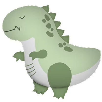 Balon din Folie Metalizata, Klevo, Figurina Animata, Model Dinozaur, 55 x 54 cm, Ambalaj Individual, Pai Inclus, Umflare cu Aer sau Heliu, Verde
