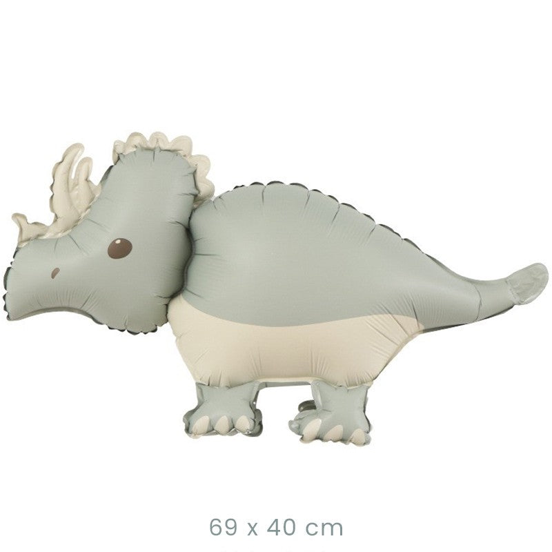 Balon din Folie Metalizata, Klevo, Figurina Animata, Model Dinozaur, 69 x 40 cm, Ambalaj Individual, Pai Inclus, Umflare cu Aer sau Heliu, Gri