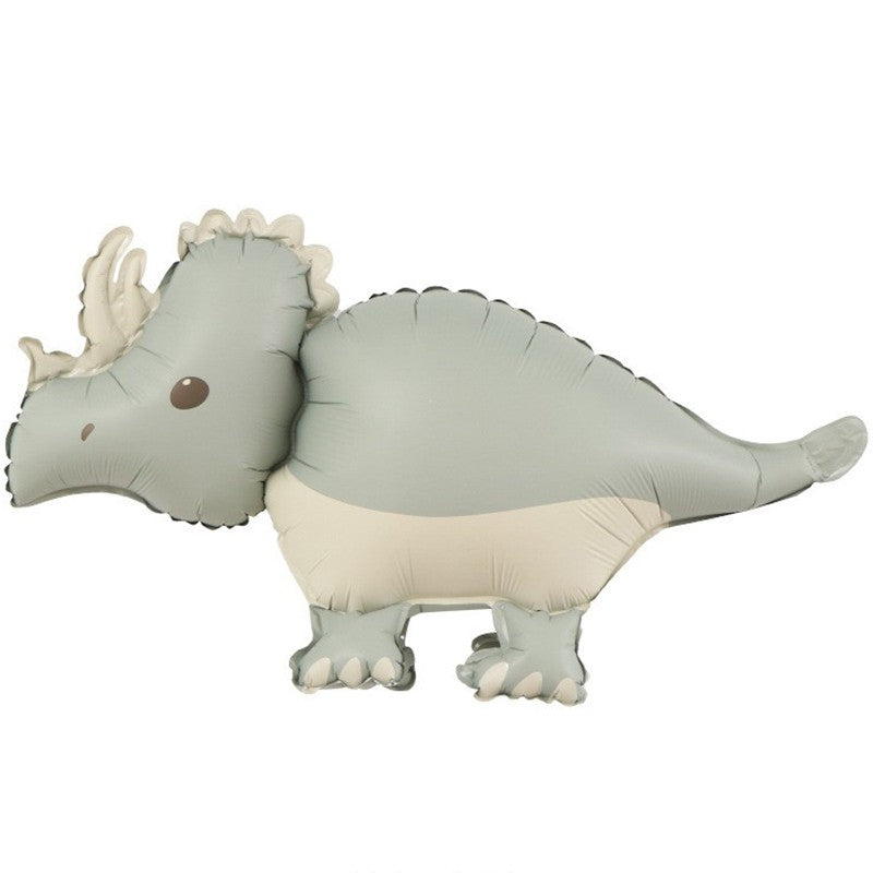 Balon din Folie Metalizata, Klevo, Figurina Animata, Model Dinozaur, 69 x 40 cm, Ambalaj Individual, Pai Inclus, Umflare cu Aer sau Heliu, Gri