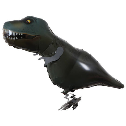 Balon din Folie Metalizata, Klevo, Figurina Animata, Model Dinozaur, 97x48 cm, Ambalaj Individual, Pai Inclus, Umflare cu Aer sau Heliu, Negru