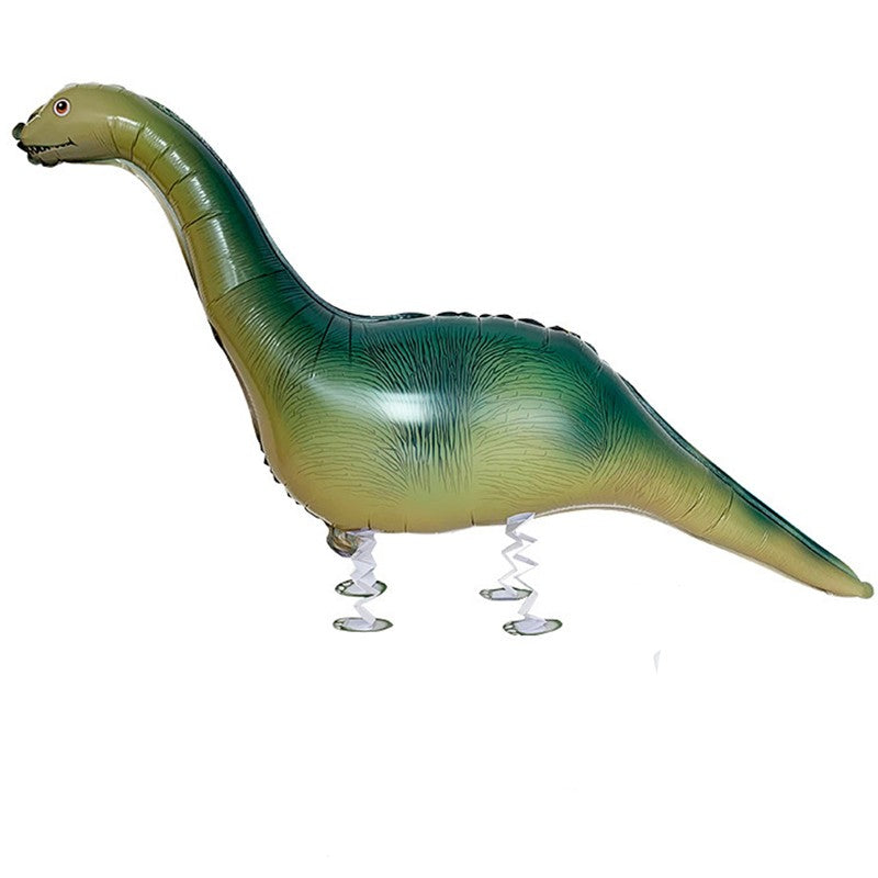 Balon din Folie Metalizata, Klevo, Figurina Animata, Model Dinozaur cu Ou, 113x49 cm, Ambalaj Individual, Pai Inclus, Umflare cu Aer sau Heliu, Verde inchis