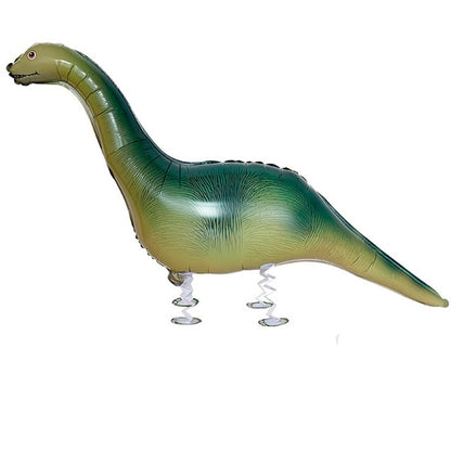 Balon din Folie Metalizata, Klevo, Figurina Animata, Model Dinozaur cu Ou, 113x49 cm, Ambalaj Individual, Pai Inclus, Umflare cu Aer sau Heliu, Verde inchis