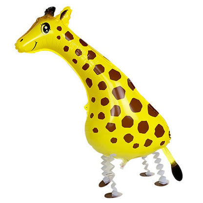 Balon din Folie Metalizata, Klevo, Figurina Animata, Model Girafa, 90x37 cm, Ambalaj Individual, Pai Inclus, Umflare cu Aer sau Heliu, Galben