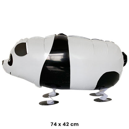 Balon din Folie Metalizata, Klevo, Figurina Animata, Model Panda, 74x42 cm, Ambalaj Individual, Pai Inclus, Umflare cu Aer sau Heliu, Alb-negru