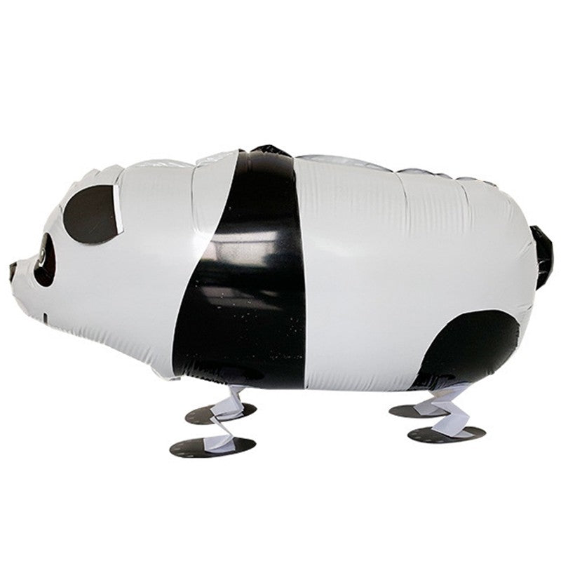 Balon din Folie Metalizata, Klevo, Figurina Animata, Model Panda, 74x42 cm, Ambalaj Individual, Pai Inclus, Umflare cu Aer sau Heliu, Alb-negru