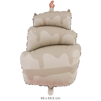 Balon din Folie Metalizata, Klevo, Figurina Animata, Model Tort, 96 x 55.5 cm, Ambalaj Individual, Pai Inclus, Umflare cu Aer sau Heliu, Maro