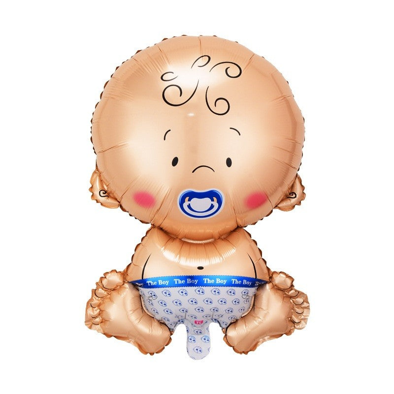 Balon din Folie Metalizata, Klevo, Figurina Baietel, Tema Botez, 73x48 cm, Ambalaj Individual, Pai Inclus, Umflare cu Aer sau Heliu, Albastru