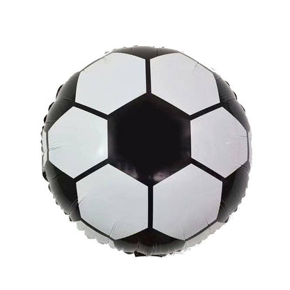 Balon din Folie Metalizata, Klevo, Figurina Cerc, Model Minge de Fotbal, Tematica Sport, 45 cm, Ambalaj Individual, Pai Inclus, Umflare cu Aer sau Heliu, Alb-Negru
