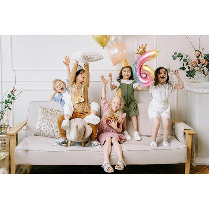 Balon din Folie Metalizata, Klevo, Figurina Cifra Gradient, Tema Aniversare 80 cm, Ambalaj Individual, Pai inclus, Umflare cu Aer sau Heliu, Coronita, Cifra 6