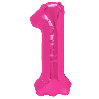 Balon din Folie Metalizata, Klevo, Figurina Cifra, Model 1, Tema Aniversare 100 cm, Ambalaj Individual, Pai Inclus, Umflare cu Aer sau Heliu, Roz