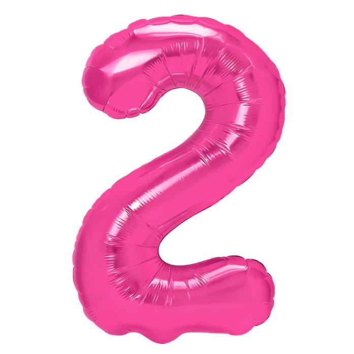 Balon din Folie Metalizata, Klevo, Figurina Cifra, Model 2, Tema Aniversare 100 cm, Ambalaj Individual, Pai Inclus, Umflare cu Aer sau Heliu, Roz