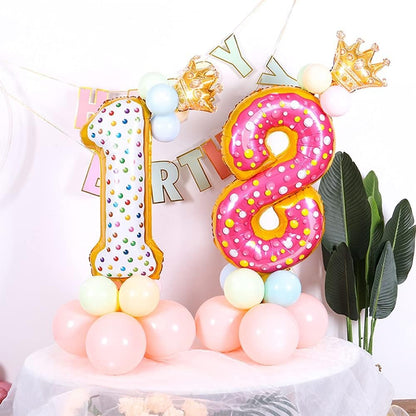 Balon din Folie Metalizata Klevo, Figurina Cifra, Model Candy, Tema Aniversare 100 cm, Ambalaj Individual, Pai inclus, Umflare cu Aer sau Heliu, Multicolor, Cifra 1