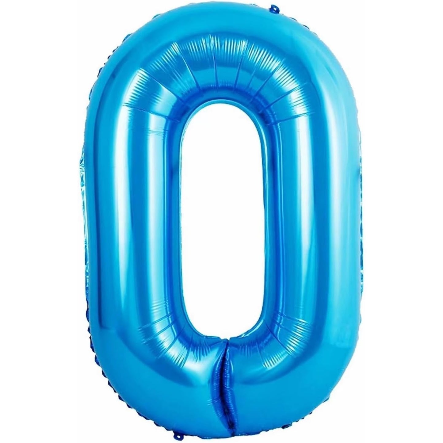 Balon din Folie Metalizata Klevo, Figurina Cifra si Coroana, Tema Aniversare 100 cm, Ambalaj Individual, Pai inclus, Umflare cu Aer sau Heliu, Albastru, Cifra 0