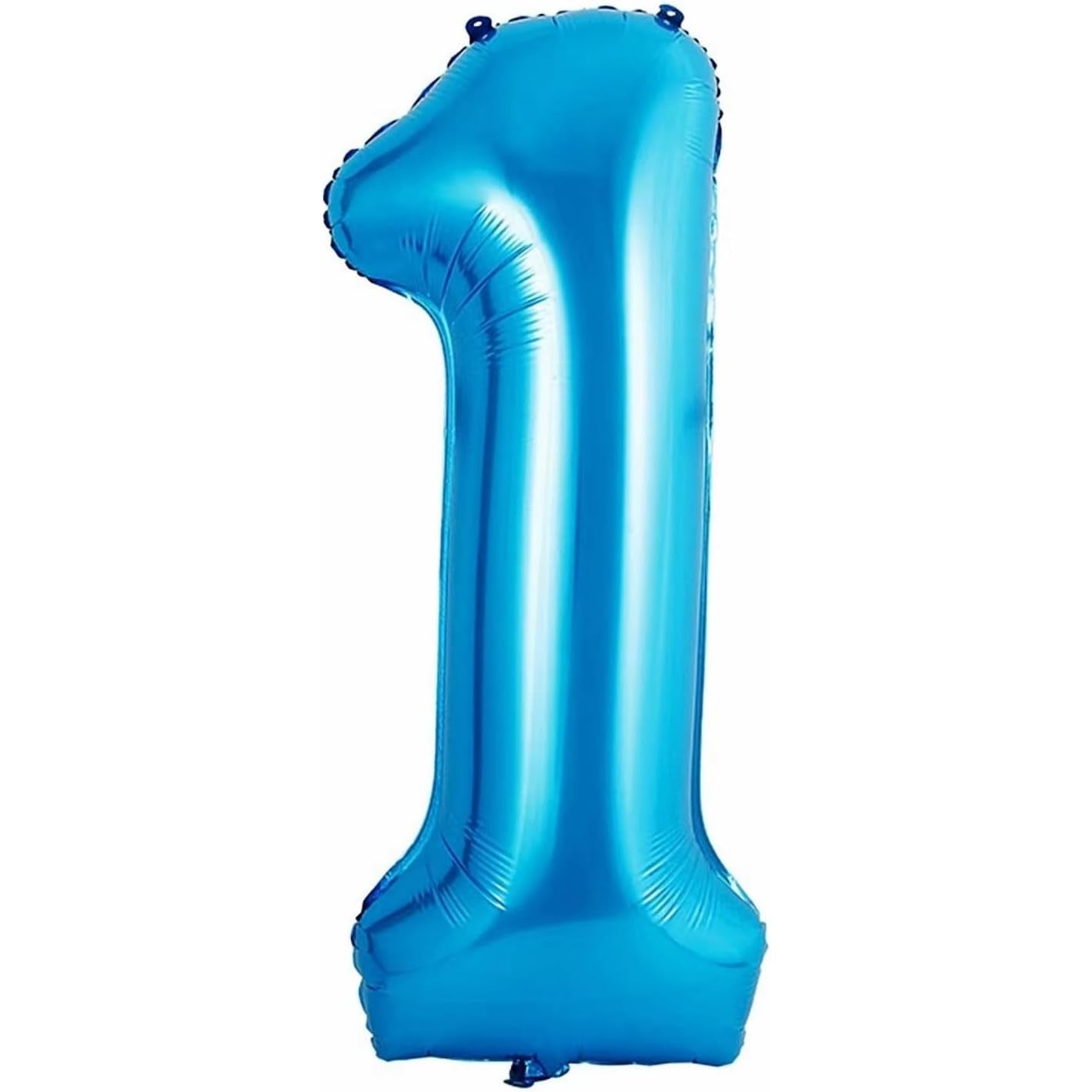 Balon din Folie Metalizata Klevo, Figurina Cifra si Coroana, Tema Aniversare 100 cm, Ambalaj Individual, Pai inclus, Umflare cu Aer sau Heliu, Albastru, Cifra 1