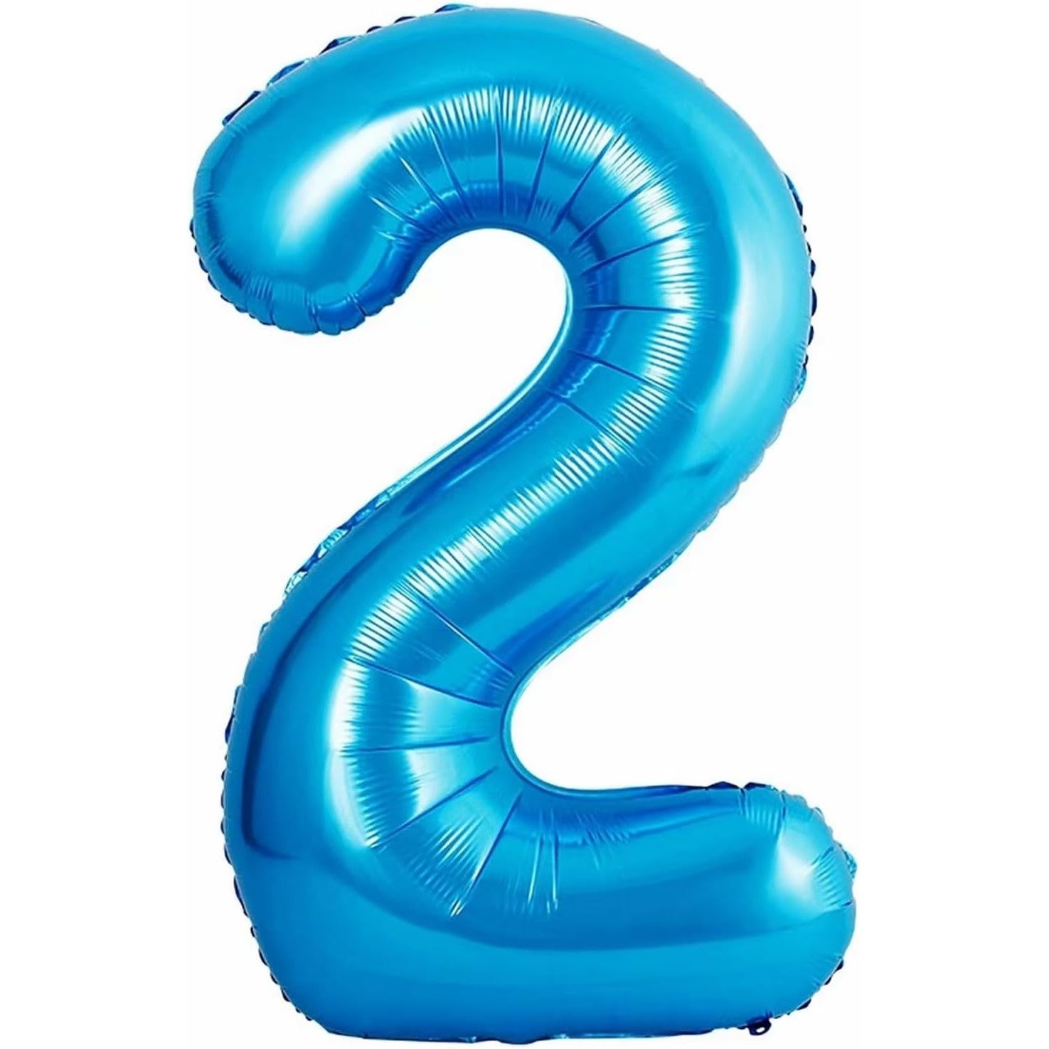 Balon din Folie Metalizata Klevo, Figurina Cifra si Coroana, Tema Aniversare 100 cm, Ambalaj Individual, Pai inclus, Umflare cu Aer sau Heliu, Albastru, Cifra 2