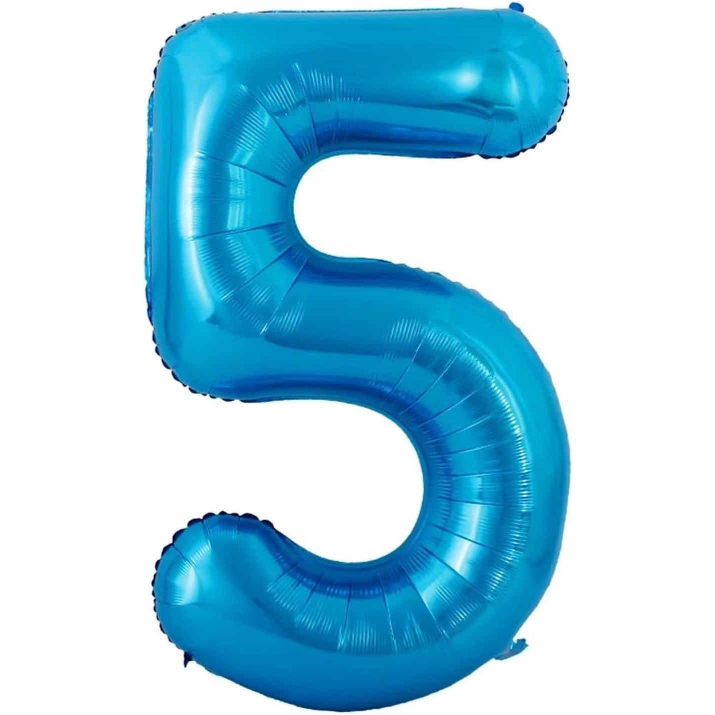 Balon din Folie Metalizata Klevo, Figurina Cifra si Coroana, Tema Aniversare 100 cm, Ambalaj Individual, Pai inclus, Umflare cu Aer sau Heliu, Albastru, Cifra 5