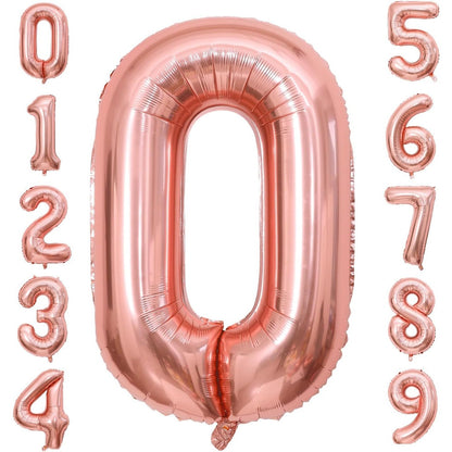 Balon din Folie Metalizata Klevo, Figurina Cifra, Tema Aniversare 100 cm, Ambalaj Individual, Pai inclus, Umflare cu Aer sau Heliu, Coral, Rose, Cifra 0