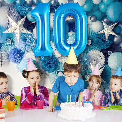 Balon din Folie Metalizata, Klevo, Figurina Cifra, Tema Aniversare 100 cm, Ambalaj Individual, Pai inclus, Umflare cu Aer sau Heliu, Albastru, Cifra 1
