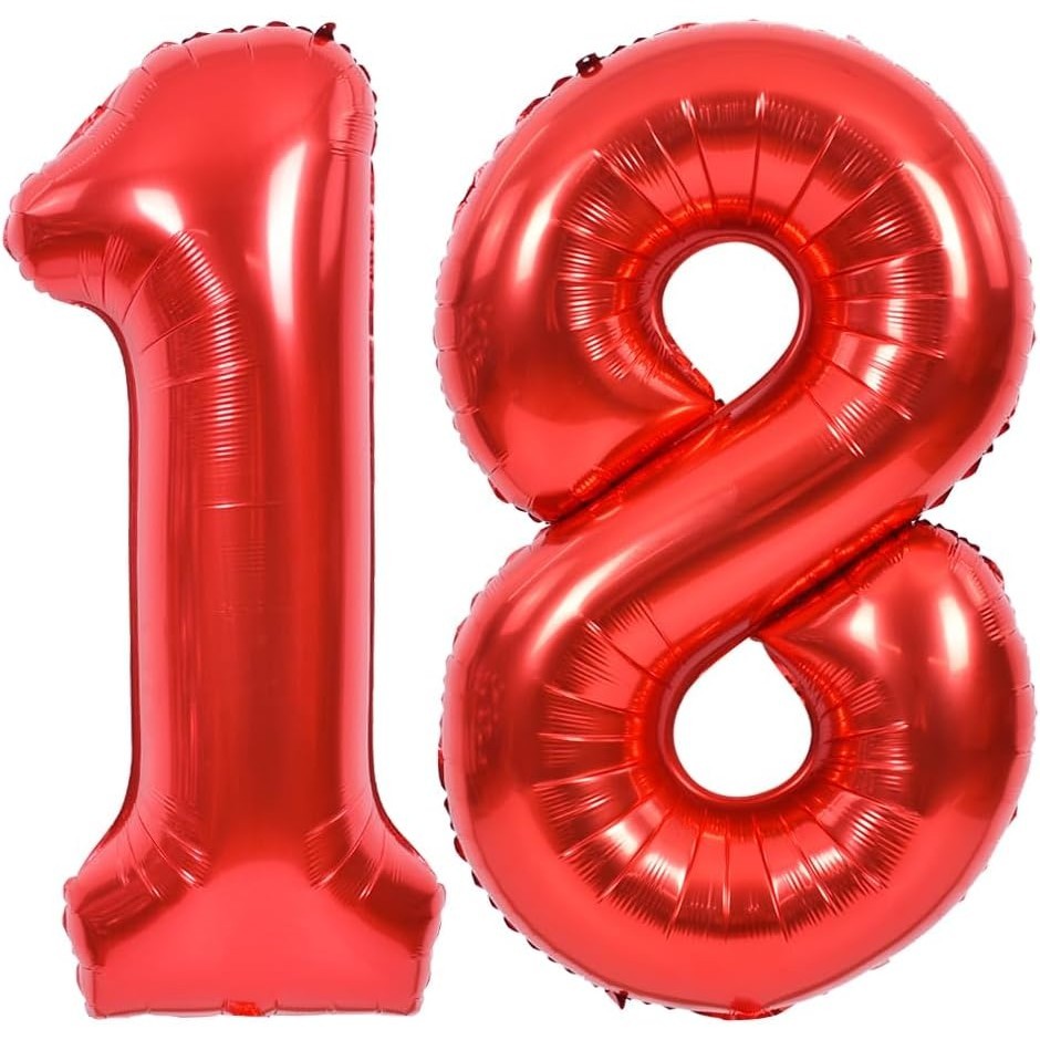 Balon din Folie Metalizata Klevo, Figurina Cifra, Tema Aniversare 100 cm, Ambalaj Individual, Pai inclus, Umflare cu Aer sau Heliu, Rosu, Cifra 8