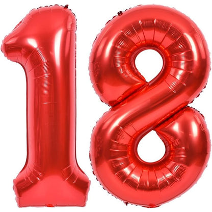 Balon din Folie Metalizata Klevo, Figurina Cifra, Tema Aniversare 100 cm, Ambalaj Individual, Pai inclus, Umflare cu Aer sau Heliu, Rosu, Cifra 8